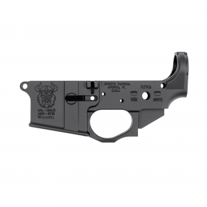 Spikes Tactical Multi-Caliber Viking Logo Stripped Lower Receiver, Hardcoat Anodized Black - STLS031